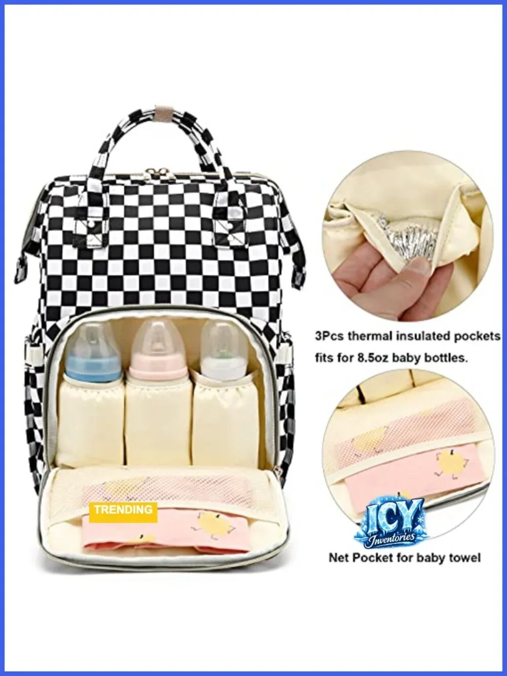 Waterproof Diaper Bag Backpack with Insulated Bottle Pockets, Large Nappy Bag